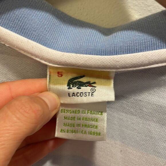 Lacoste Mens polo blue and white striped collared shirt - Picture 4 of 13